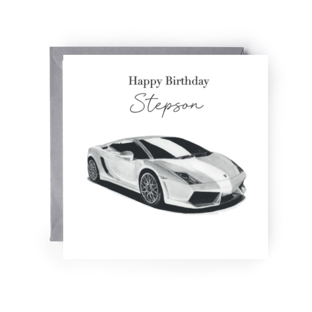 Happy Birthday Stepson Birthday Italian Sports Car Card – LIBRA FINE ARTS