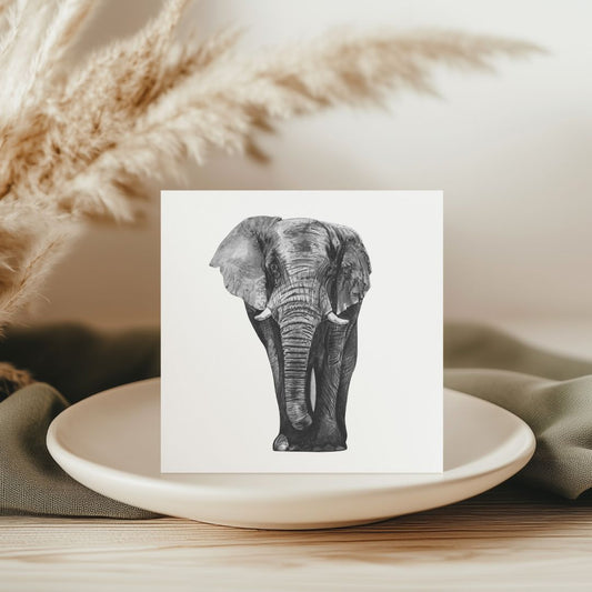 Atik the Elephant Hand-Drawn Greeting Card – Stunning Wildlife Illustration