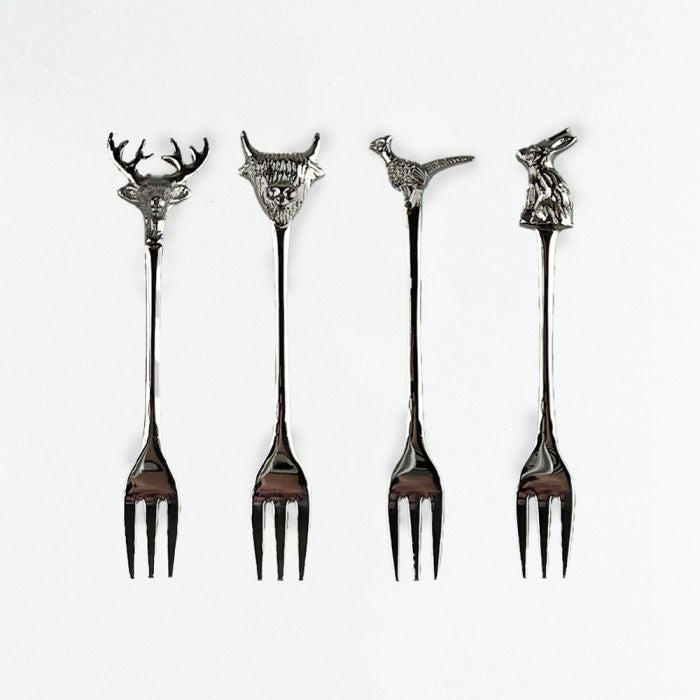 4 Pastry Forks - Country Animals