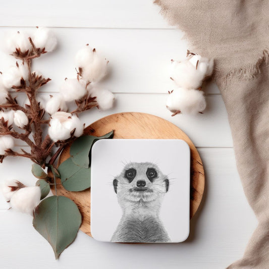 Myra the Meerkat Drinks Coaster – Adorable Hand Drawn Wildlife Art