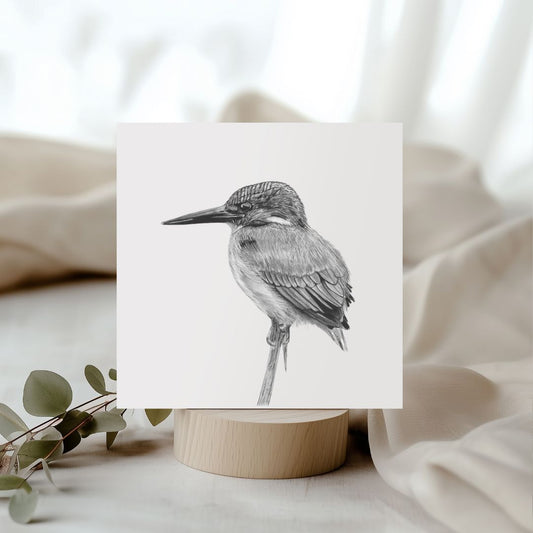 Delpheus the Kingfisher Hand Drawn Greeting Card