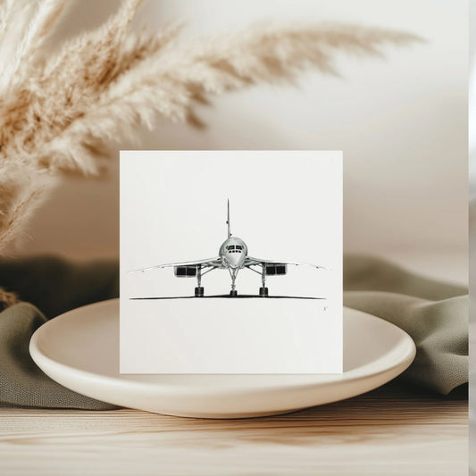 Concorde Hand-Drawn Greeting Card – Iconic Supersonic Aircraft Illustration