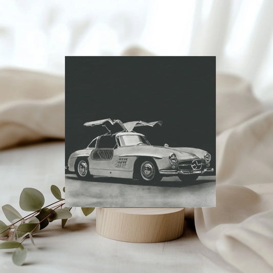 Mercedes Hand-Drawn Greeting Card – Classic Car Art Card