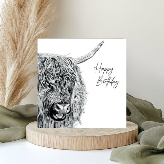 Menkar Highland Cow Happy Birthday Card