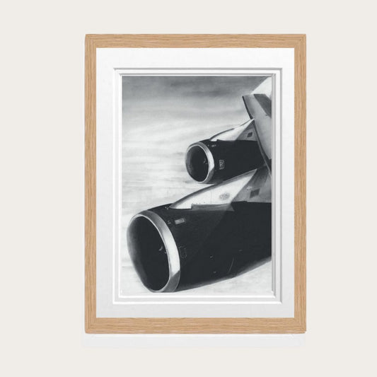 747 Aircraft Wing Fine Art Print – Iconic Aviation Illustration