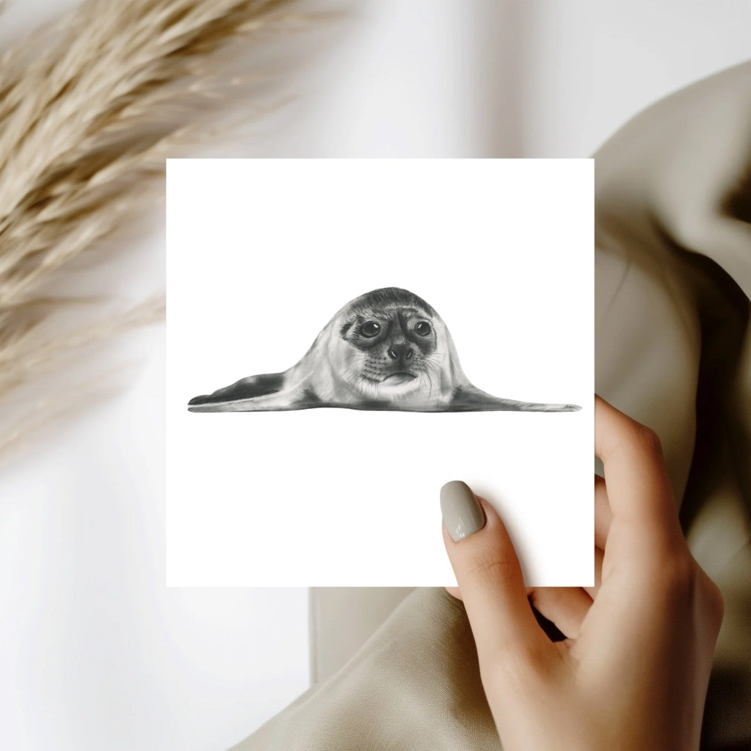 Ara the Seal Sea Life Hand-Drawn Greeting Card