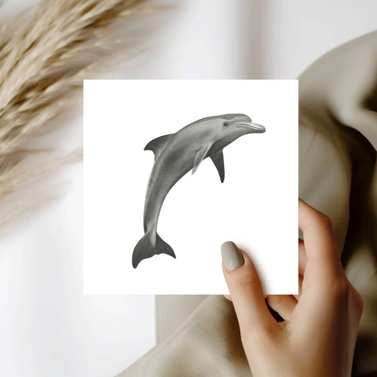 Aries the Dolphin Hand Drawn Greeting Card – A Beautiful Ocean-Inspired Greeting for Marine Life Lovers