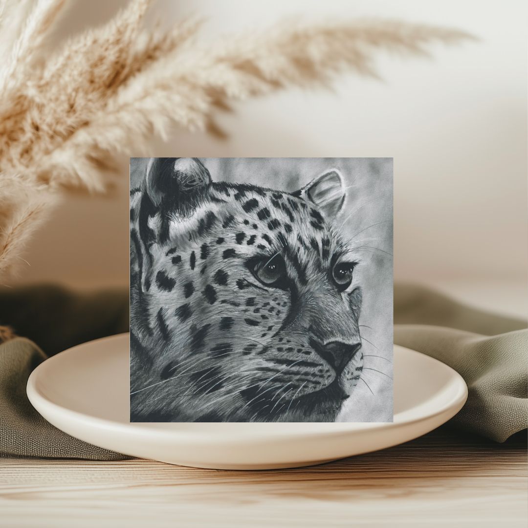 Mintika the Leopard Hand Drawn Greeting Card