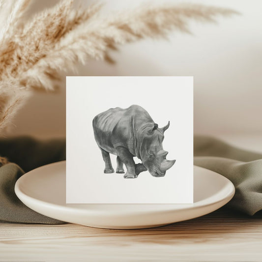 Situla the Rhino Hand-Drawn Greeting Card – A Striking Wildlife Illustration