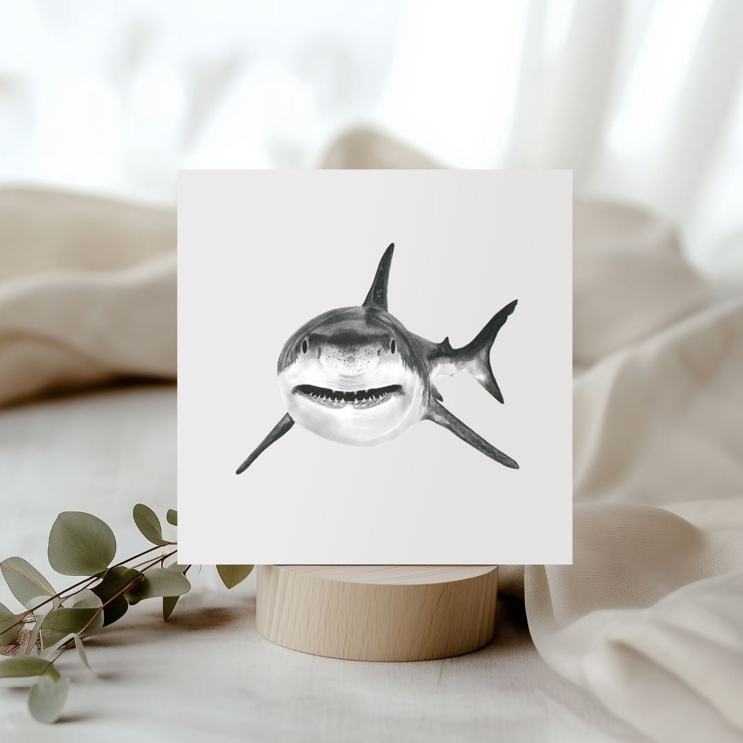 Vega the Shark Hand-Drawn Greeting Card – Marine Life Art Card