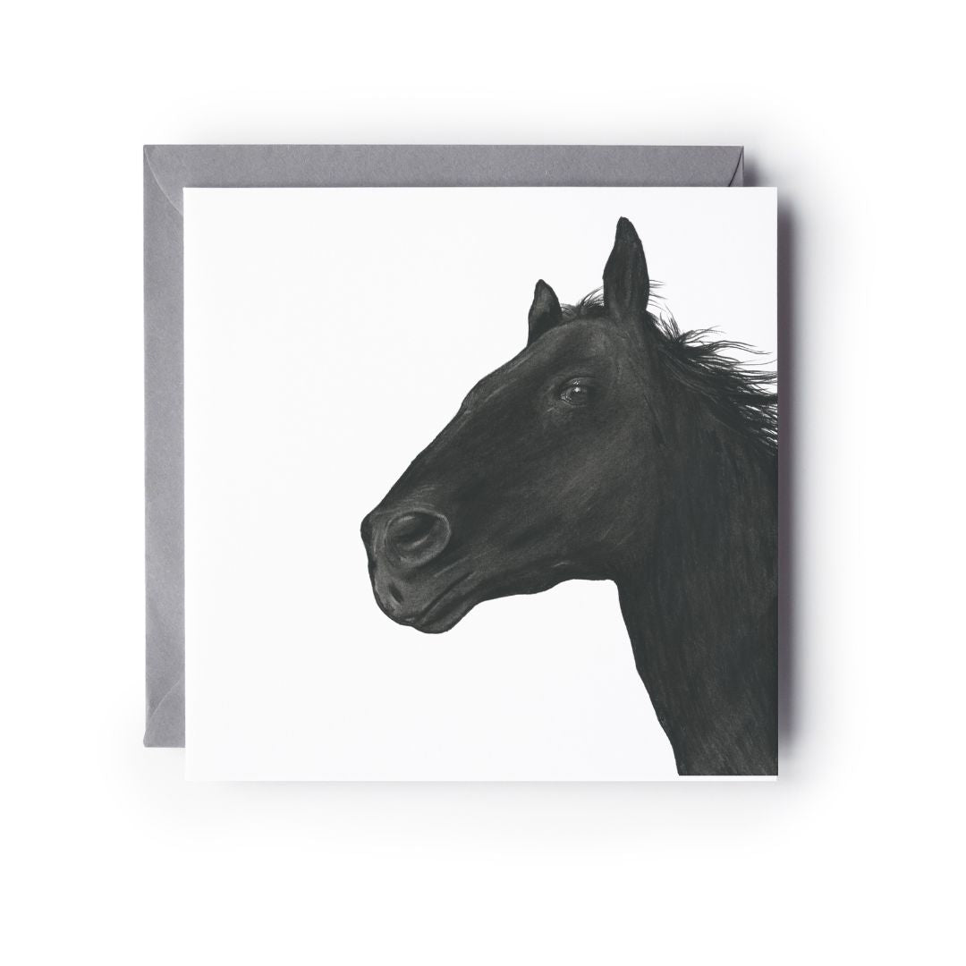 A Hand Drawn Stribor the Horse Greeting Card From Libra Fine Arts. The perfect birthday card for horse lovers and countryside lovers,