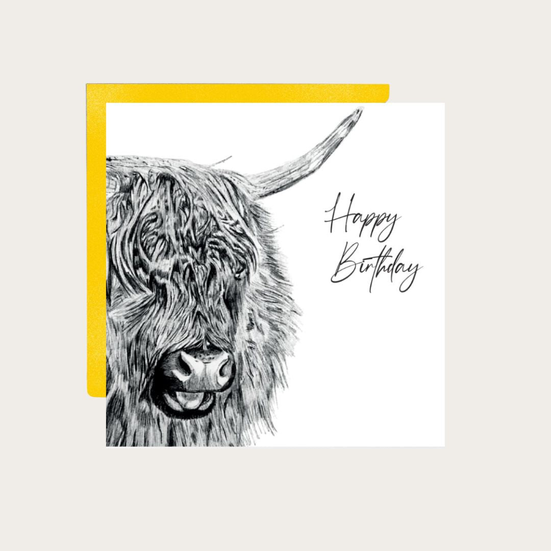 Menkar Highland Cow Happy Birthday Card