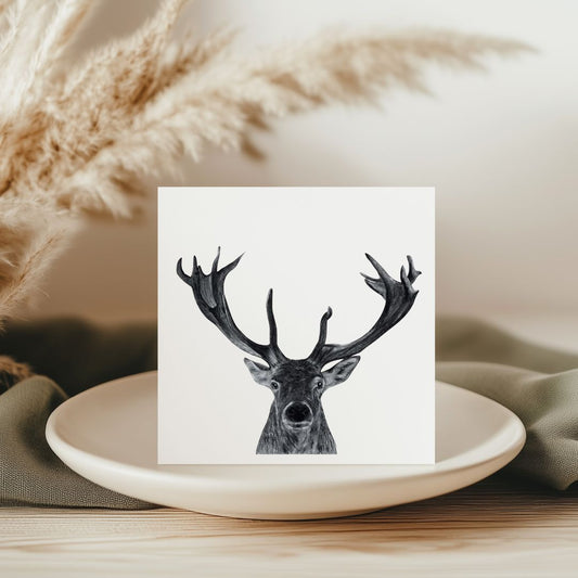 Polaris the Stag Hand-Drawn Greeting Card – Majestic Wildlife Illustration