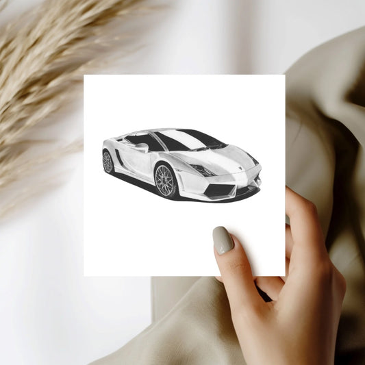 Italian Sports Car Hand-Drawn Greeting Card – A Tribute to Automotive Excellence