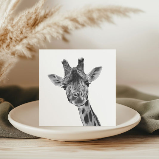 Maya the Giraffe Hand-Drawn Greeting Card – Elegant Wildlife Art