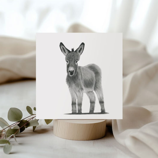 Lyra the Donkey Hand-Drawn Greeting Card – Countryside Animal Art