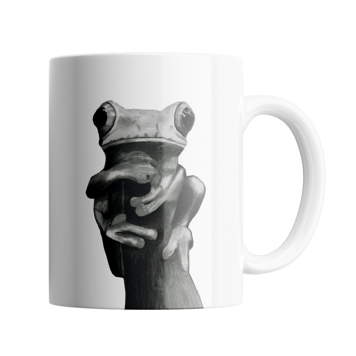 Frog  11 oz Ceramic Mug From Libra Fine Arts. . Hand-drawn countryside cute otter design ceramic mug, the perfect gift for family members, featuring intricate artwork and a personal touch. Great birthday present and christmas presents for those who love frogs and other wildlife