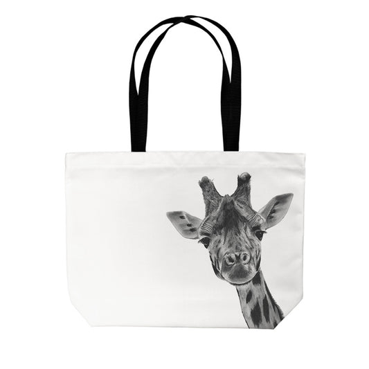 Giraffe Tote Bag From Libra Fine Arts .: A stylish tote bag featuring a hand-drawn design of a charming giraffe. Made from high-quality materials, this bag is both practical and eye-catching, perfect for everyday use or as a unique gift for animal lovers and giraffe lovers