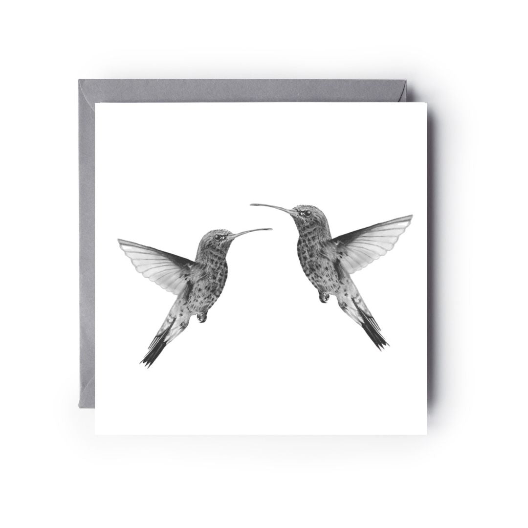 A Hand Drawn Hummingbird Couples Greeting Card From Libra Fine Arts