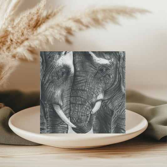 Elephant Tenderness Hand Drawn Greeting Card