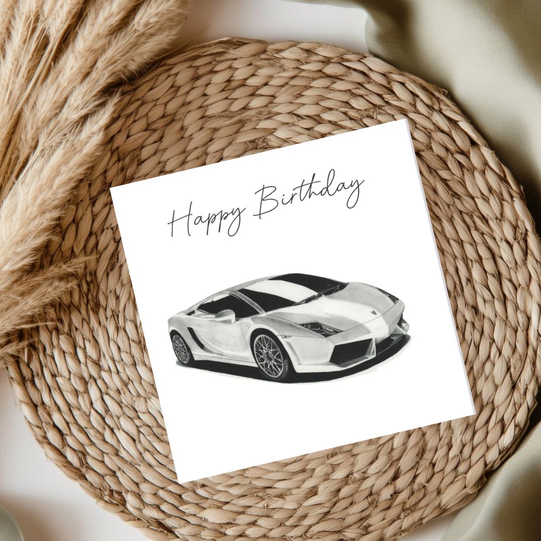 Italian Sports Car Birthday Greeting Card – A Tribute to Automotive Excellence