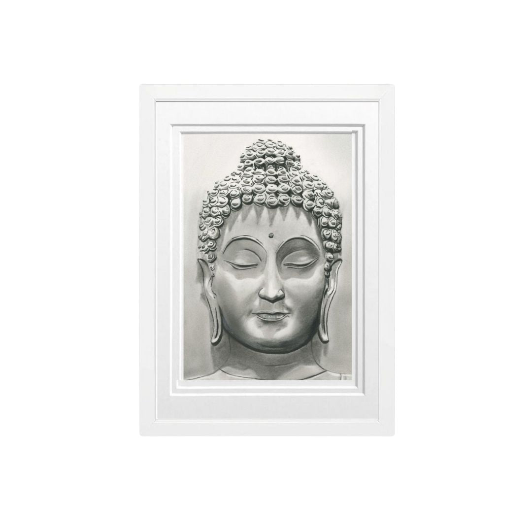 Libra_Fine_Arts_Hand_Drawn_Buddha Drawing_in white Frame. _._A_beautiful_gift_for_those seeking spirituality for birthday presents or christmas gifts.