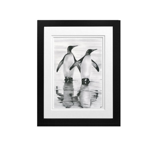 Libra_Fine_Arts_Hand_Drawn_PenguinDrawing_in_black Frame. The perfect gift for christmas, birthday present or anniversary present for Penguin,  wildlife and sealife lovers