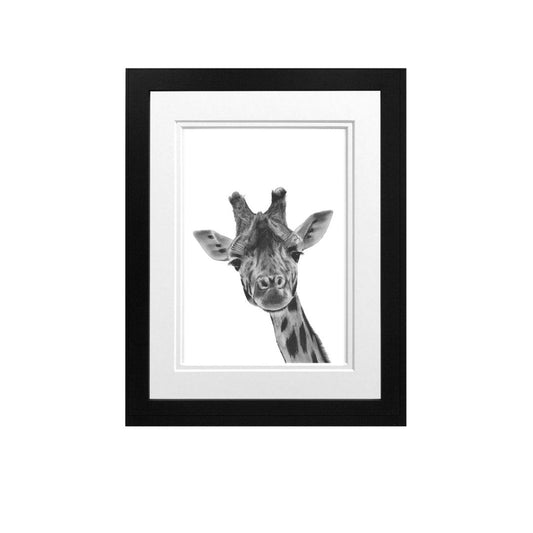 Libra_Fine_Arts_Hand_Drawn_Giraffe_Drawing_in_Black_Frame. The perfect birthday present, anniversary present or christmas present for giraffe lovers and safari lovers.