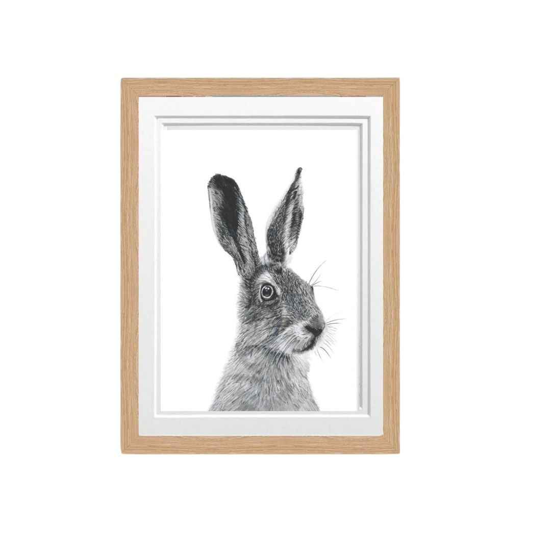 Libra_Fine_Arts_Hand_Drawn_Hare_Drawing_in_oak_Frame_._A_beautiful_gift_for_hare_lovers for birthday presents or christmas gifts.