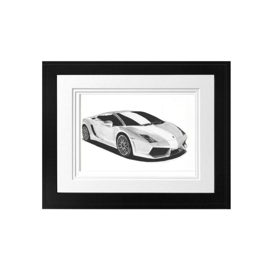 Libra_Fine_Arts_Hand_Drawn_Shark_Drawing_in_black Frame.  The perfect birthday gift or christmas present for petrol heads and fast car lovers