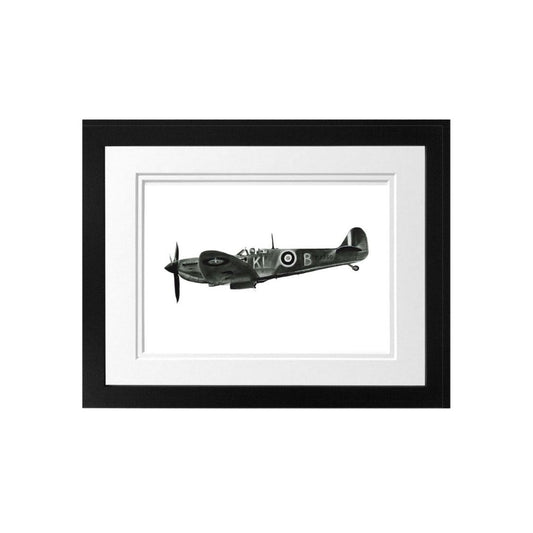 Libra_Fine_Arts_Hand_Drawn_Spitfire_Aircraft_Drawing_in_Black_Frame. The perfect birthday present or christmas present or anniversary gift  for  spitfire fans and WW2 history entusiasts