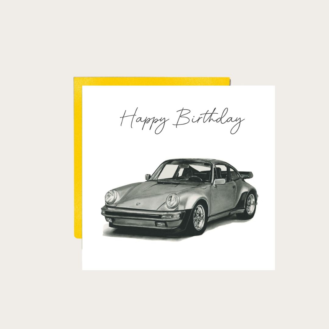 Classic German Sports Car Birthday Greeting Card – Porsche Edition