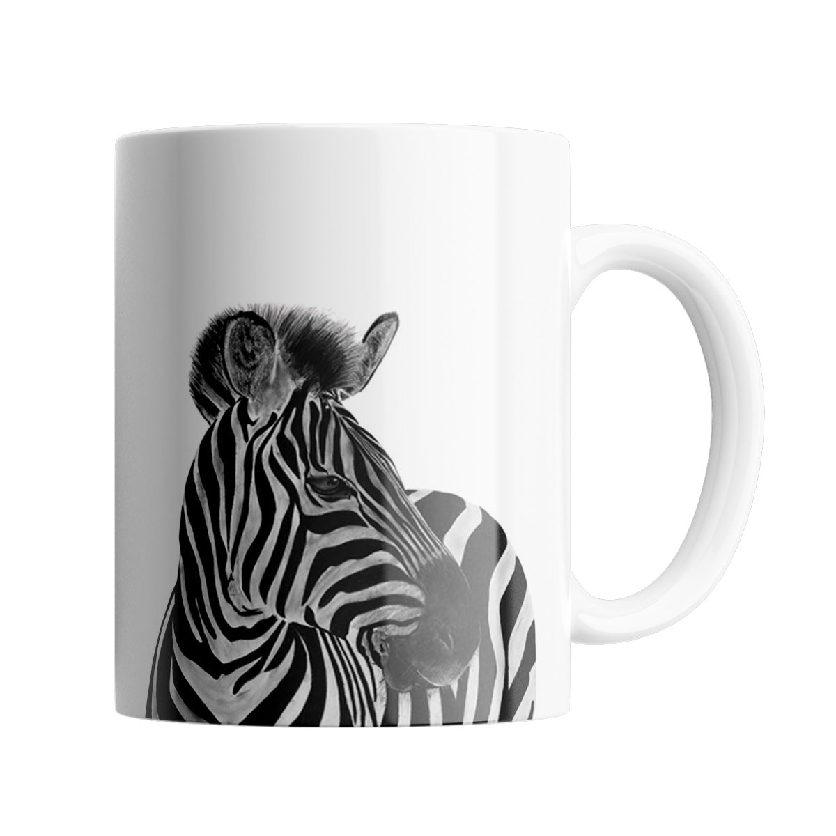 Zebra 11oz Ceramic Mug From Libra Fine Arts. Hand-drawn striking zebra design ceramic mug, the perfect gift for family members, featuring intricate artwork and a personal touch . . Great birthday present and christmas presents for those who love zebras and other wildlife