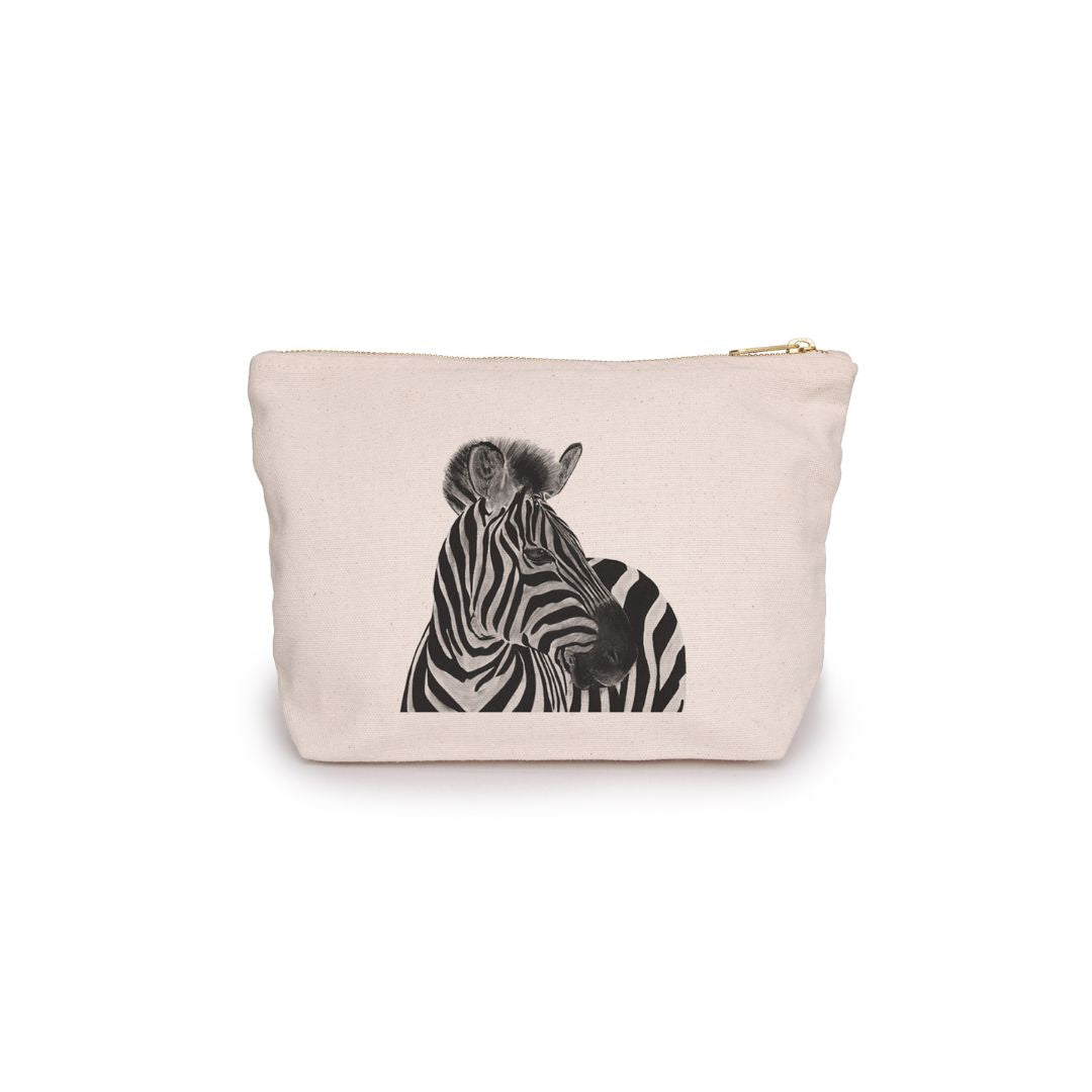 Zebra Pouch Bag From Libra Fine Arts, Zebra Pouch Bag: Stylish pouch featuring a striking hand-drawn zebra design. Perfect for organizing your essentials, this eye-catching bag makes a great gift for zebra enthusiasts and wildlife lovers. Ideal for birthdays, Christmas presents, or adding a bold touch of safari-inspired flair to your daily routine.