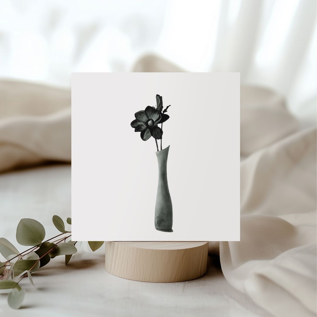 Hand-Drawn Anemone Greeting Card – Elegant Floral Design