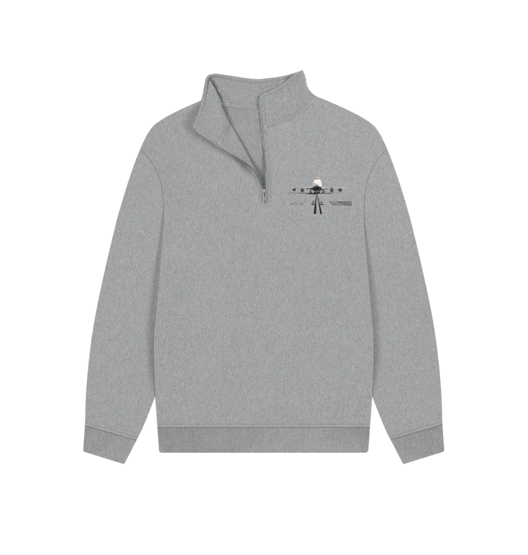 Athletic Grey Unisex Boeing 747 Organic Cotton Zip Sweatshirt