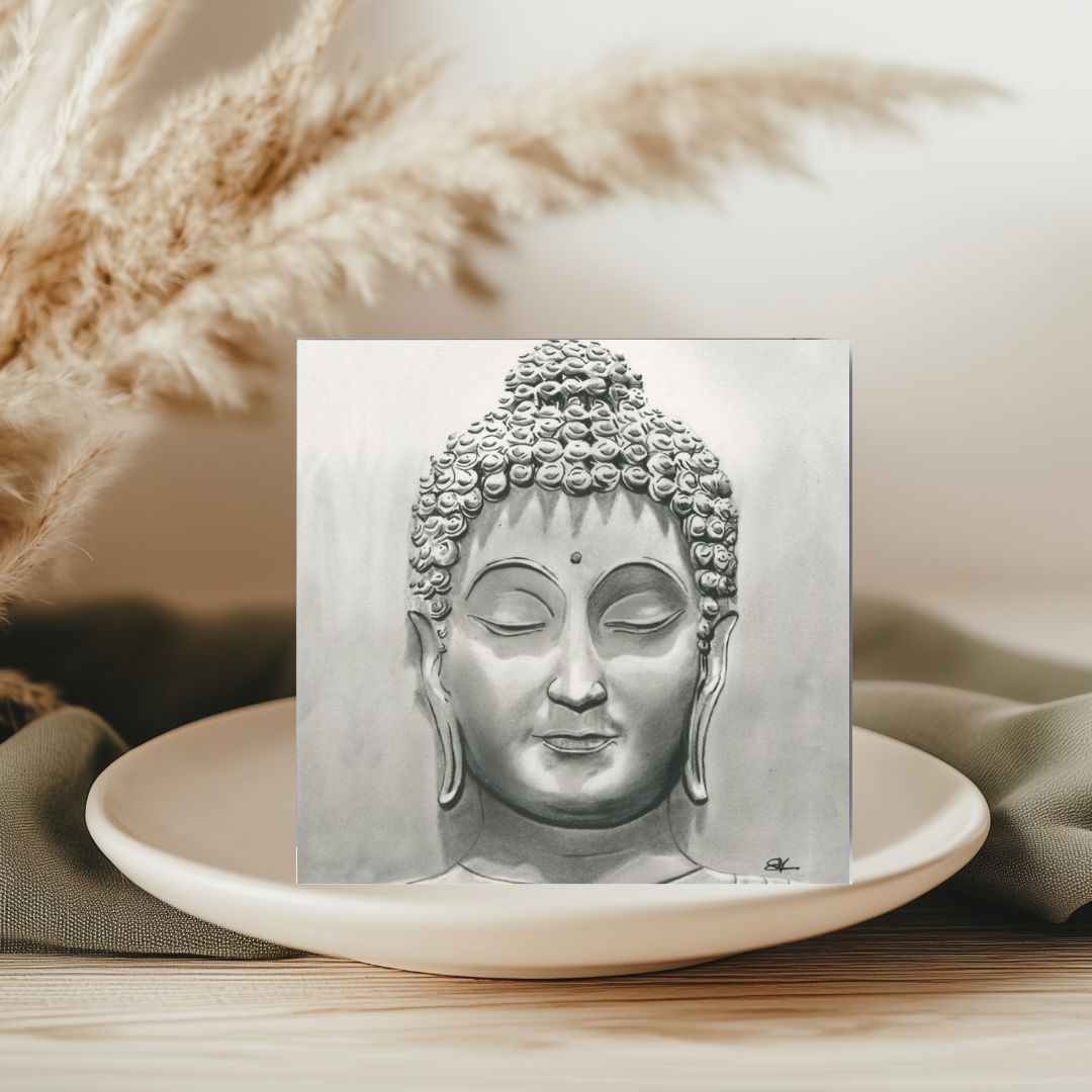 Buddha Hand-Drawn Greeting Card – A Peaceful and Spiritual Illustration