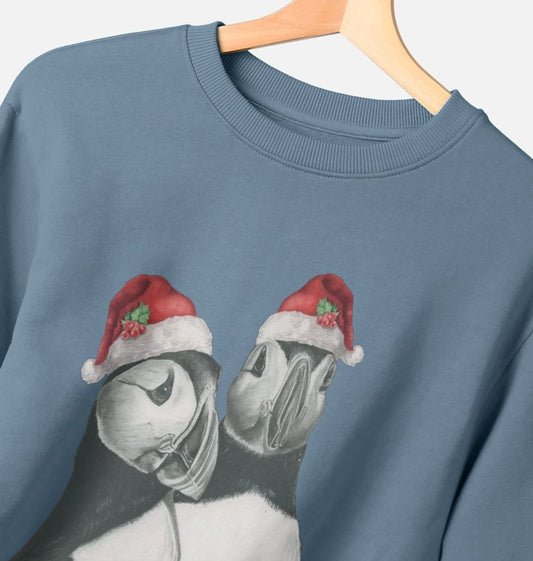 Women's Crew Neck Festive Puffin Sweater Certified Organic Cotton