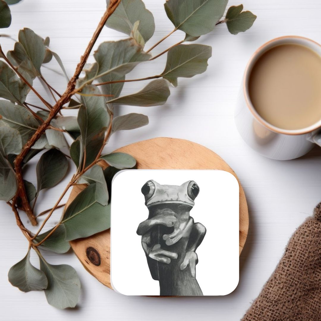 Drako the Frog Drinks Coaster – Adorable Hand Drawn Wildlife Art