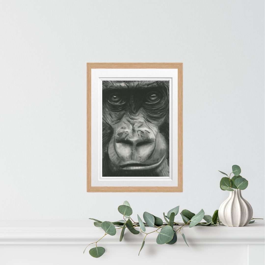 The Mountain Gorilla Fine Art Print – Exceptional Hand-Drawn Wildlife Art