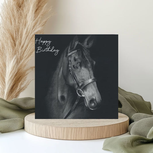 Narla the Horse Birthday Card – A beautifully hand-drawn horse greeting card, perfect for horse lovers and art enthusiasts. Paired with a cheerful yellow envelope, this luxury card makes a thoughtful gift for any special occasion. Blank inside, ready for a heartfelt message.