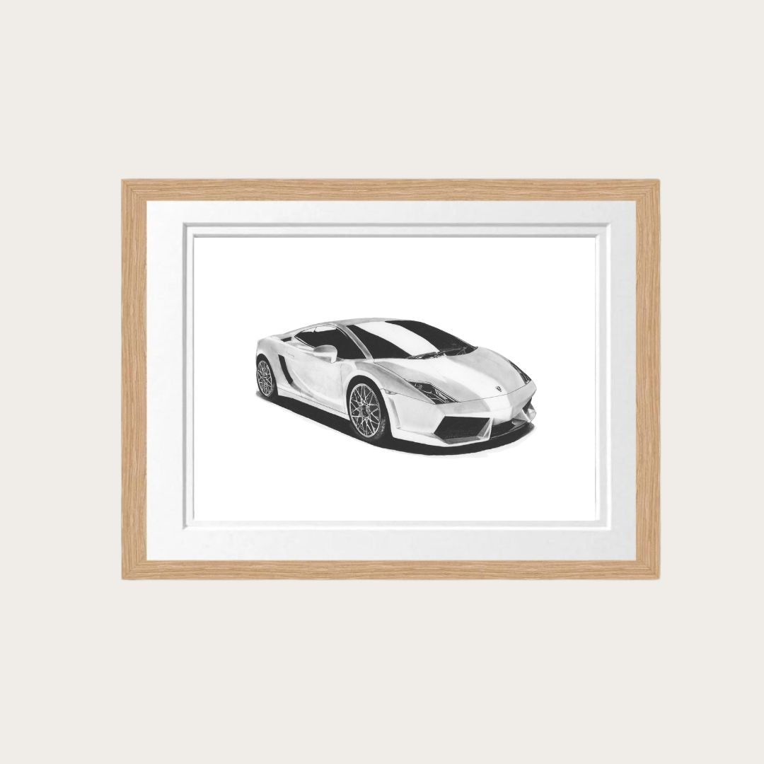 Lamborghini Gallardo Fine Art Print – Hand-Drawn Supercar Illustration