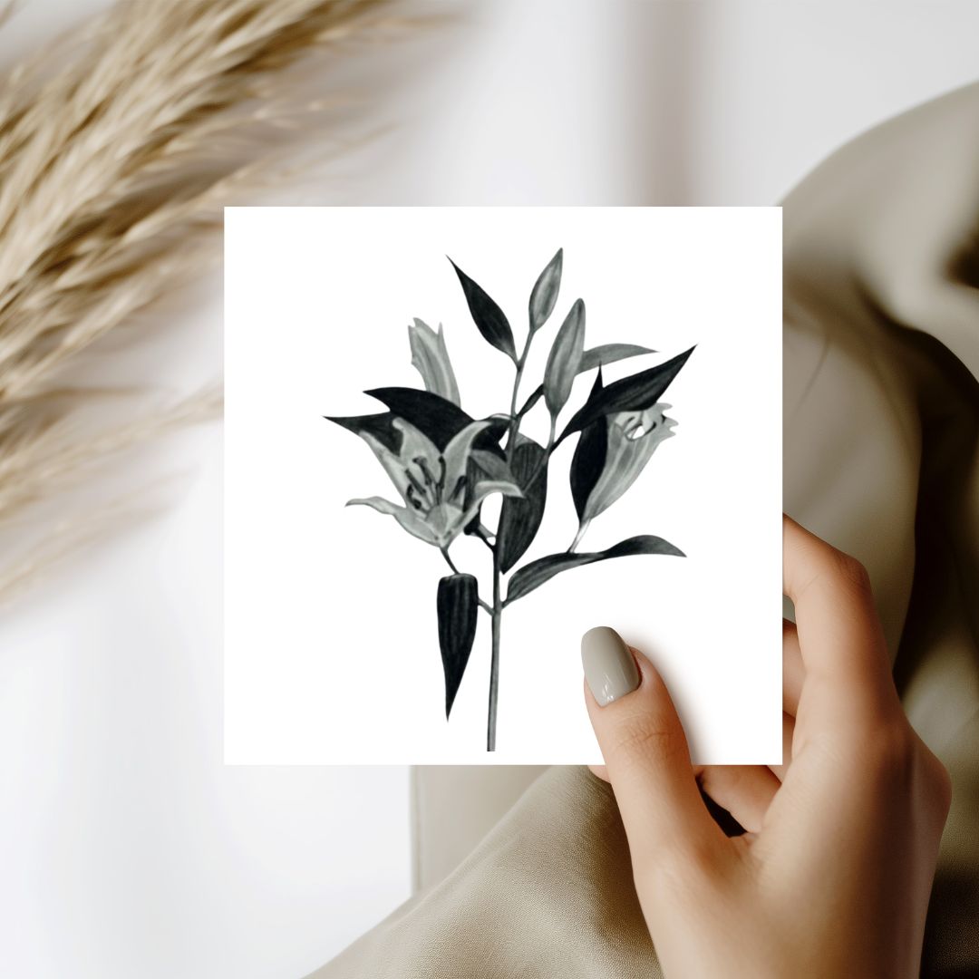 Lillies Hand Drawn Greeting Card – Elegant Floral Art for Any Occasion