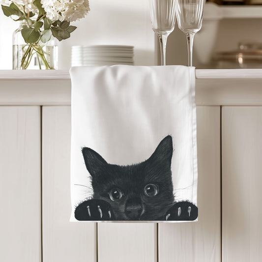 Peeking Cat Cotton Tea Towel