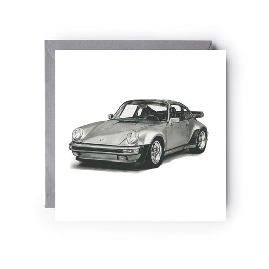 Classic German Sports Car Hand Drawn Greeting Card