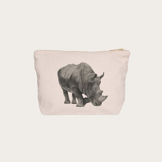 Rhino Pouch Bag From Libra Fine Arts, Rhino Pouch Bags: A stylish pouch featuring a hand-drawn rhino design. Ideal for organizing your essentials, these bags make excellent gifts for rhino enthusiasts and wildlife lovers. Perfect for birthdays, Christmas presents, or adding a unique touch of nature-inspired charm to your everyday carry