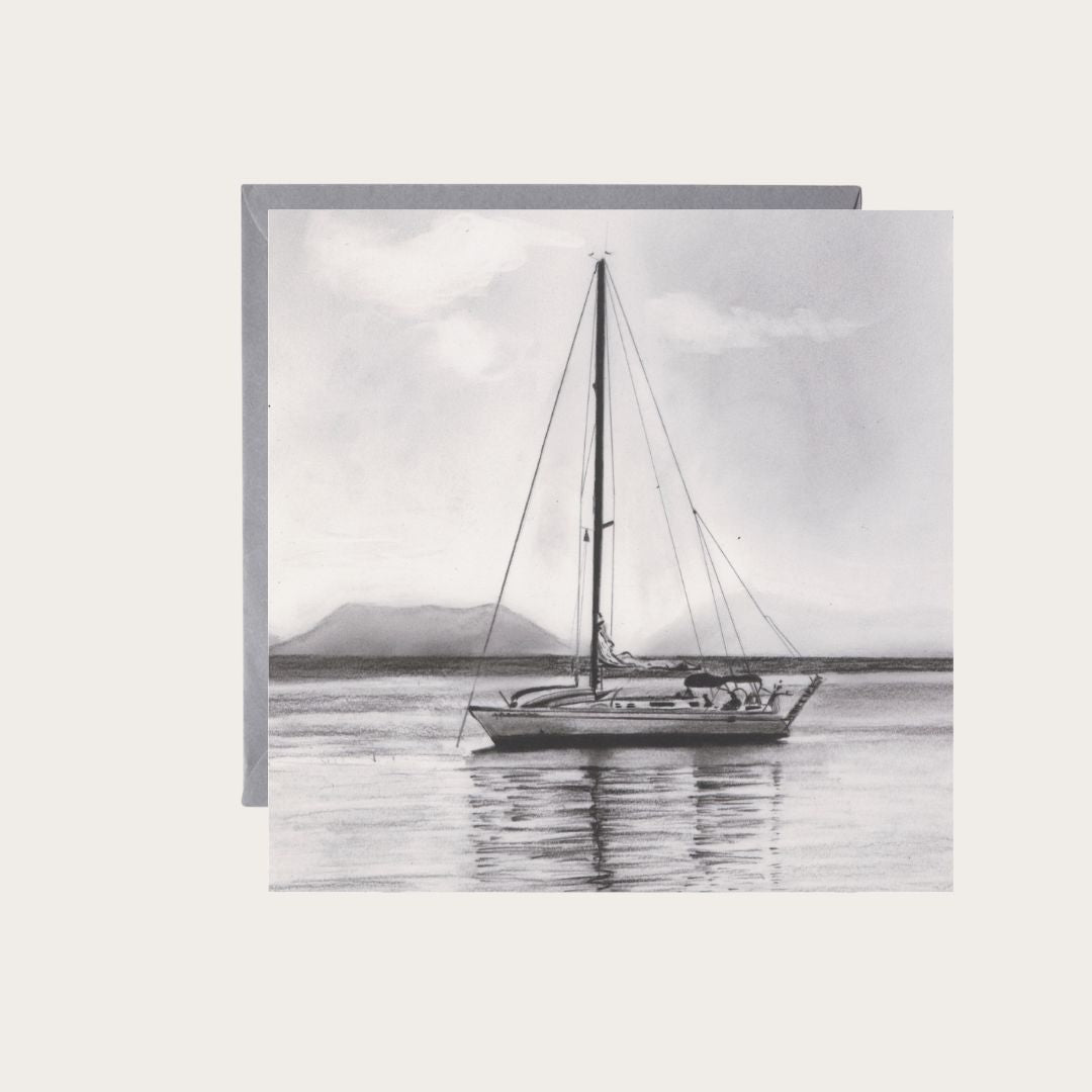 Sailing Hand Drawn Greeting Card – Nautical Art for Sailing Enthusiasts & Ocean Lovers