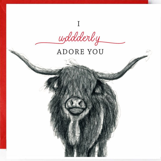 I Udderly Adore You Highland Cow Card