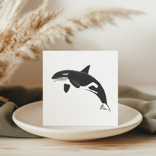 Lynx the Killer Whale Hand-Drawn Greeting Card – Marine Wildlife Art