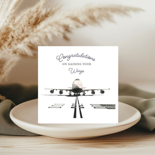 Congratulations on Gaining Your Wings Boeing 747 Aircraft Greeting Card